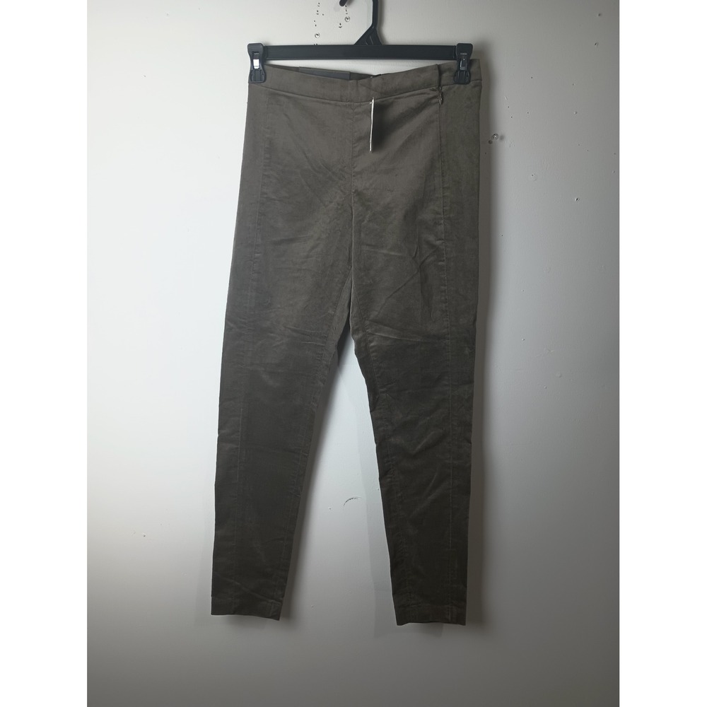Banana Republic Devon Ankle Pants Olive Green Side Zip Stretch Suede Feel Size 4